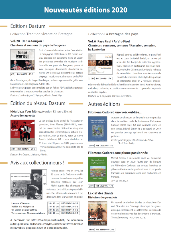 Catalogue éditions Dastum
